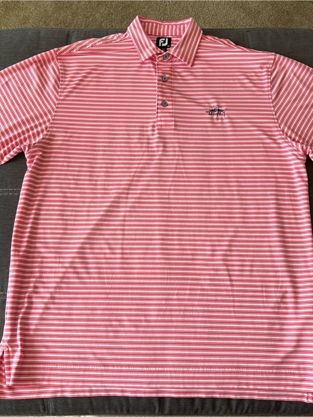 FootJoy Men's Pink and White Striped Golf Polo. XL
